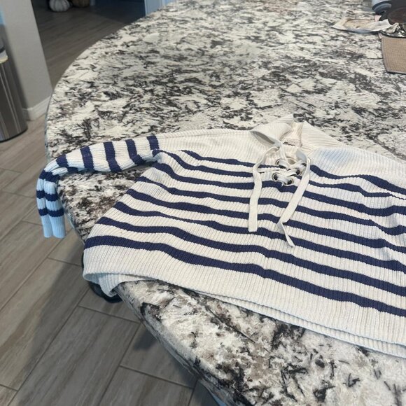 Loft Striped Lace Up Polo Sweater - Picture 3 of 4